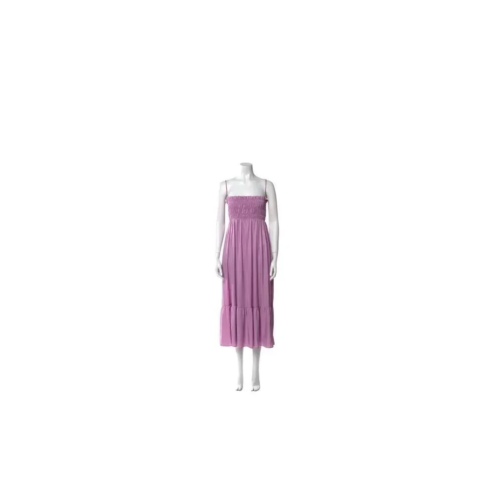 NWOT Ciao Lucia Ruched Square Neckline Midi Length Lavender Midi Dress Medium